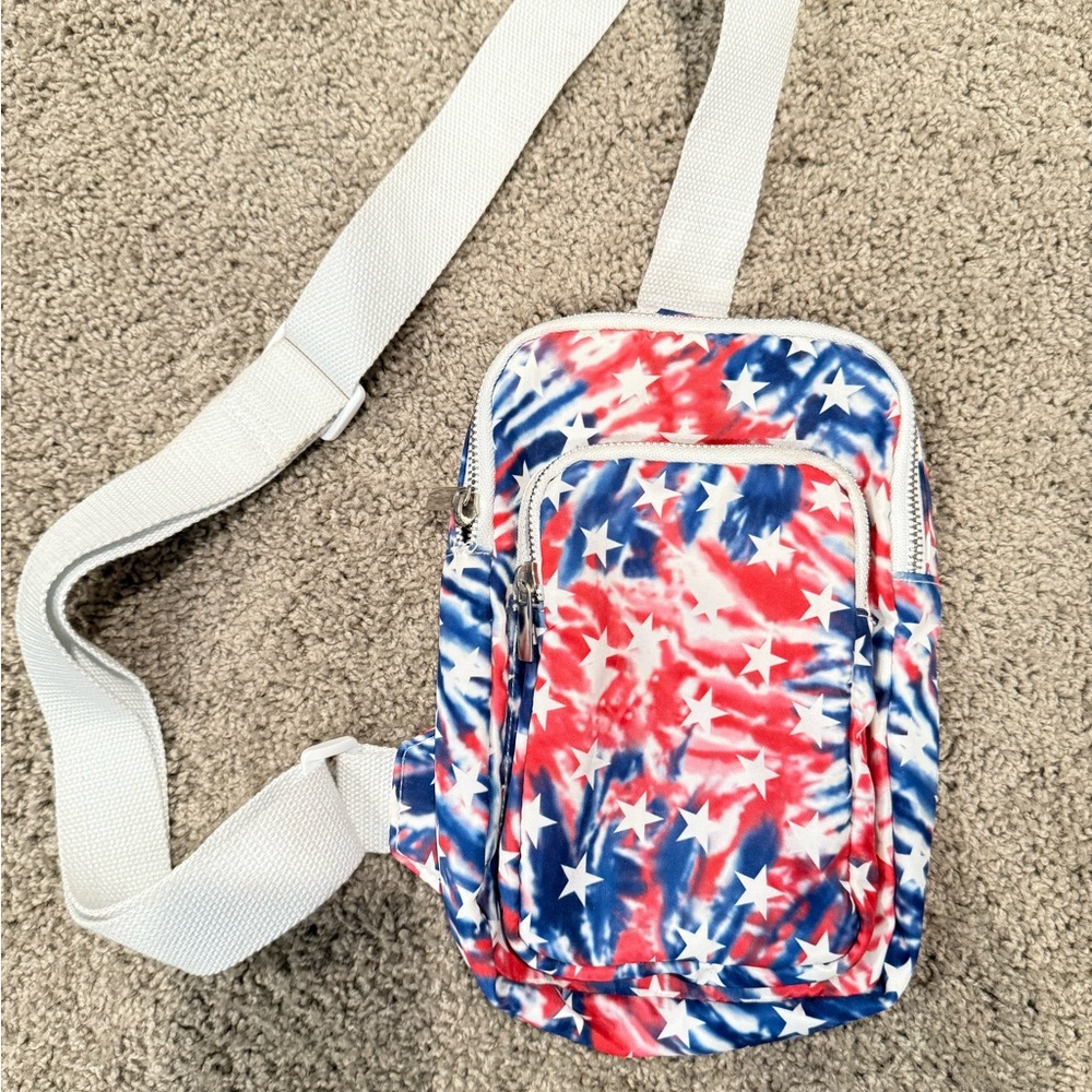 Red White and Blue Tie-Dye Crossbody Bag